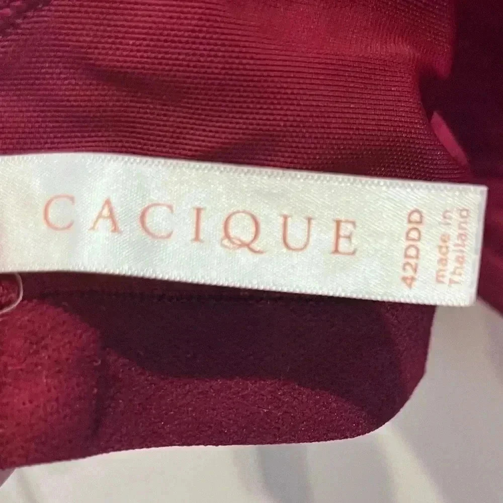 Cacique cranberry red underwire satin lined full coverage bra size 42DDD - Picture 3 of 6